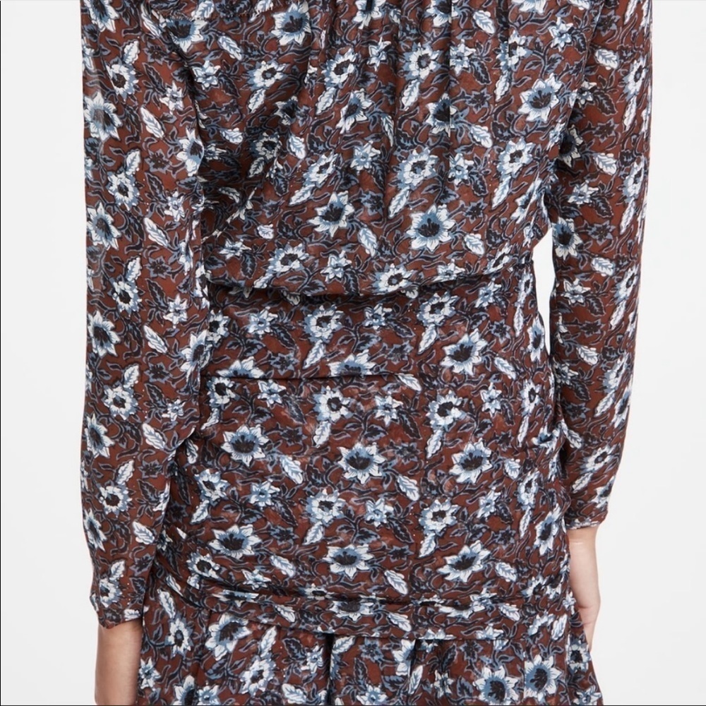 Veronica Beard Anjali Silk Floral Ruffled Ruched Mini Dress Boho NEW - Picture 11 of 16